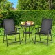 Set of 2 black outdoor patio folding chairs with ergonomic armrests, perfect for relaxing in your garden.